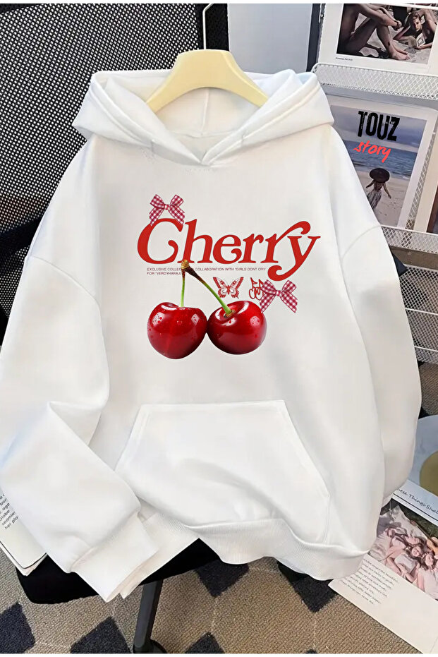 Cherry Printed Unisex Oversize Hooded Sweatshirt Hoodie