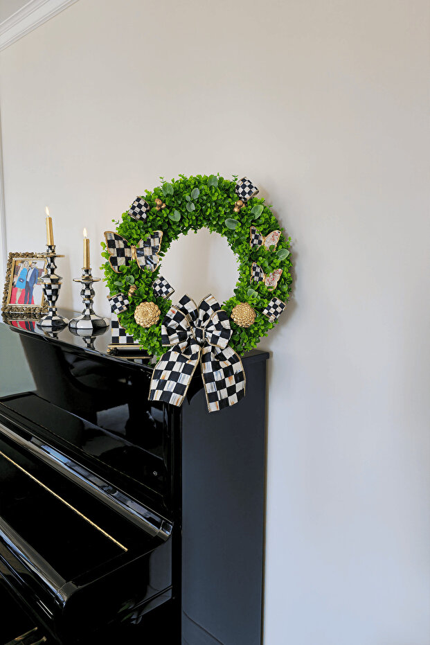 Kapı Süsü Model 5, Mackenzie Childs Kurdeleli Kapı Çelengi, Çap 50cm - 3