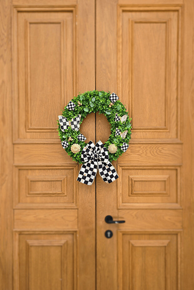 Kapı Süsü Model 5, Mackenzie Childs Kurdeleli Kapı Çelengi, Çap 50cm - 8