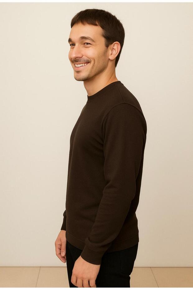 Erkek Kahve Sweatshirt-W1083 - 2