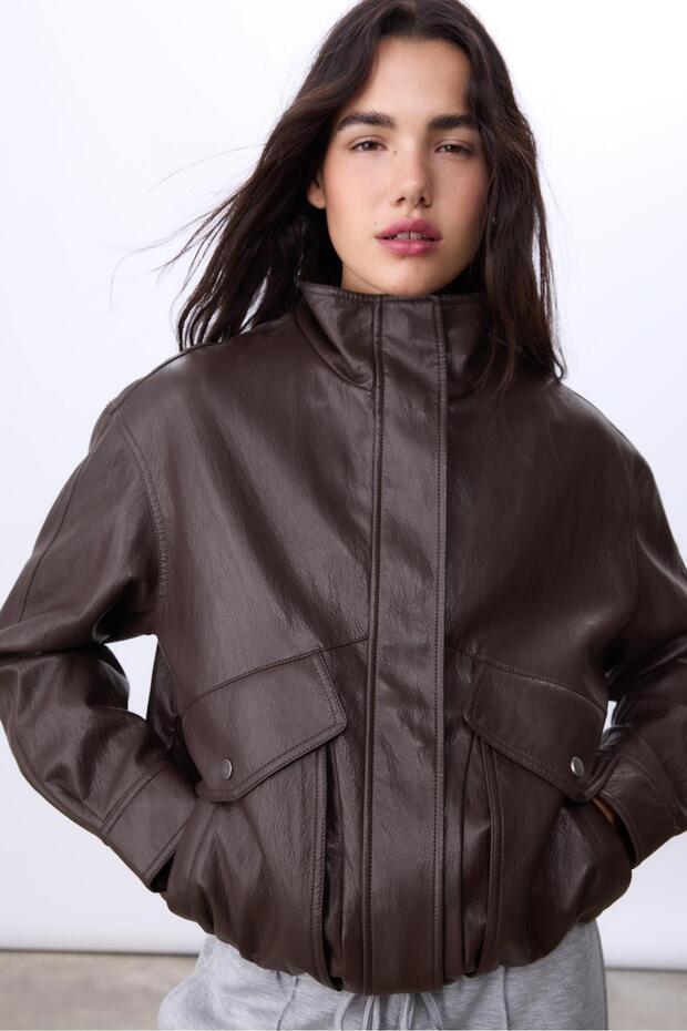 Oversize suni deri ceket - 3