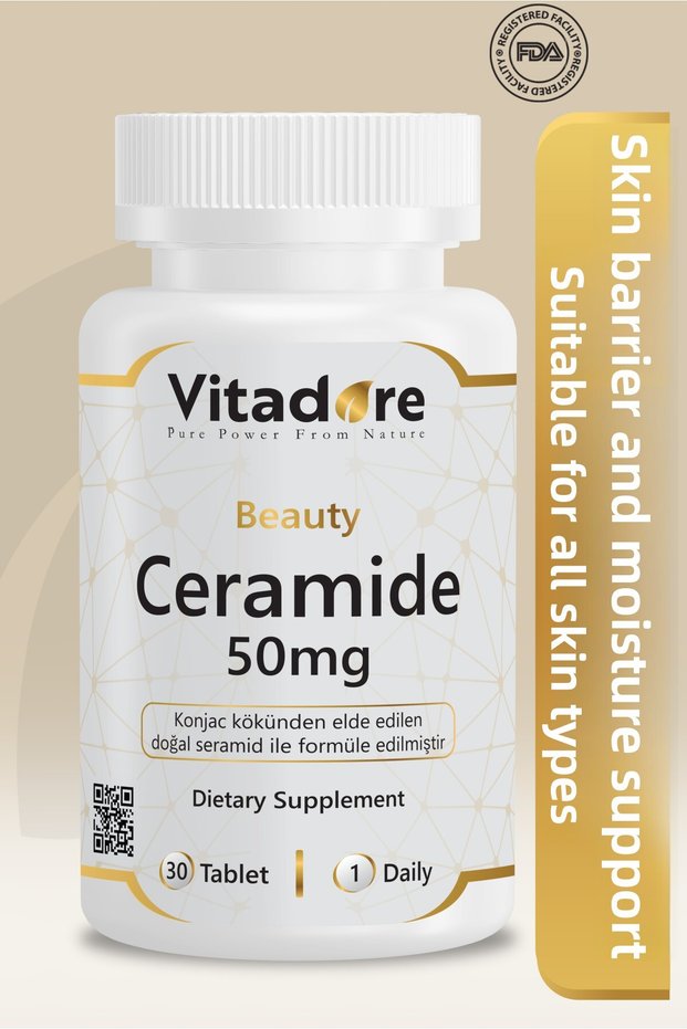 Ceramide 50Mg 30 Tablets - Konjac Ceramide - Blemish, Skin Barrier, Moisture and Wrinkle - Vegan - Beauty
