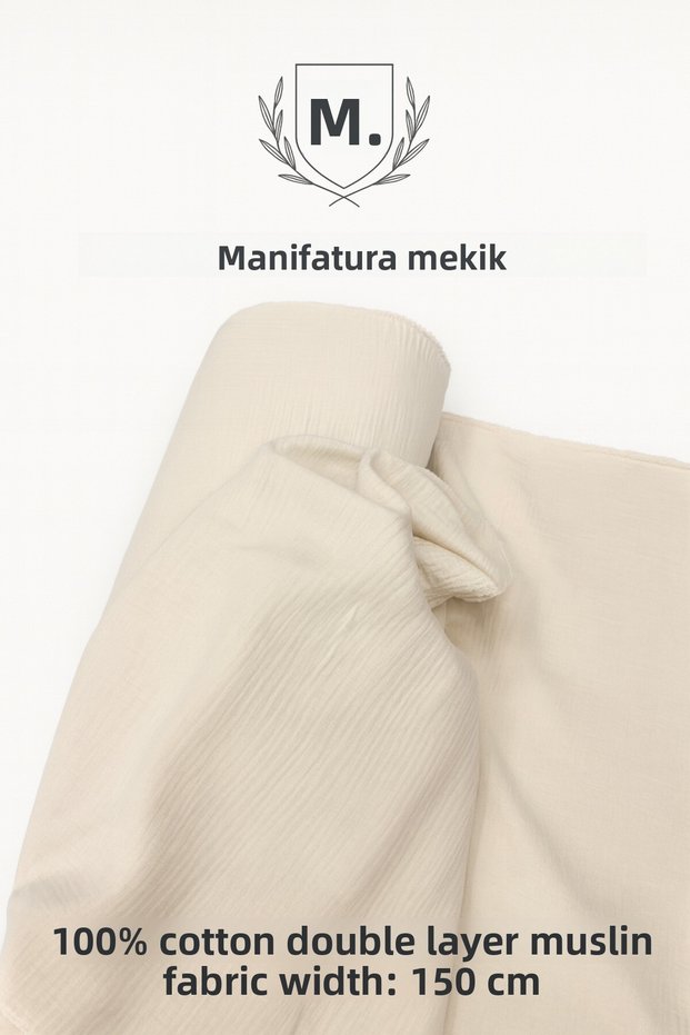 100% Cotton Double Layer Muslin Fabric – Width 150 cm – Decorative and Clothing Fabric