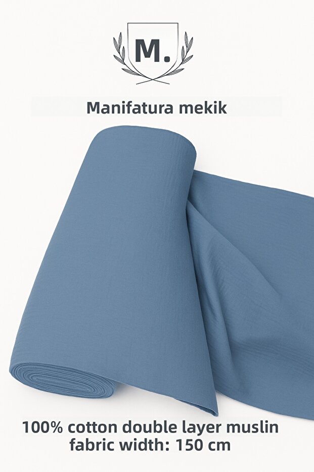 100% Cotton Double Layer Muslin Fabric – Width 150 cm – Decorative and Clothing Fabric