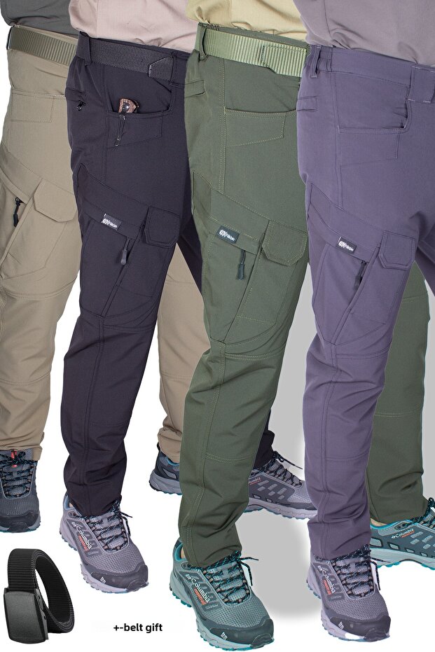 4Pcs Tactical Outdoor Pants with Lycra (Summer) Black-Khaki-Green-Smoked-Beige