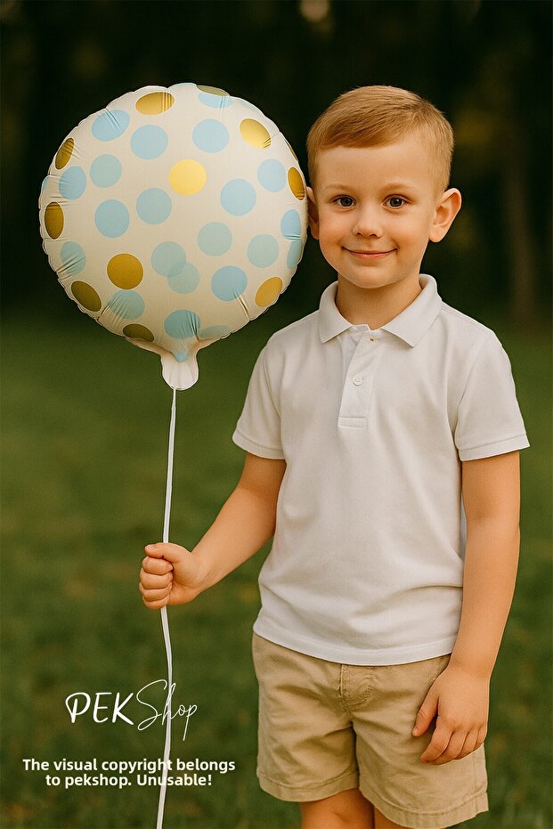 Confetti Printed Round Foil Balloon Blue 18Inch