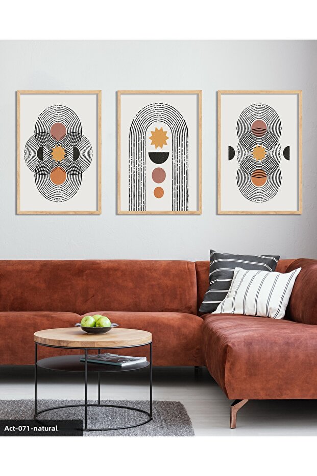 Abstract Patterns 3 Piece Wooden Framed Painting
