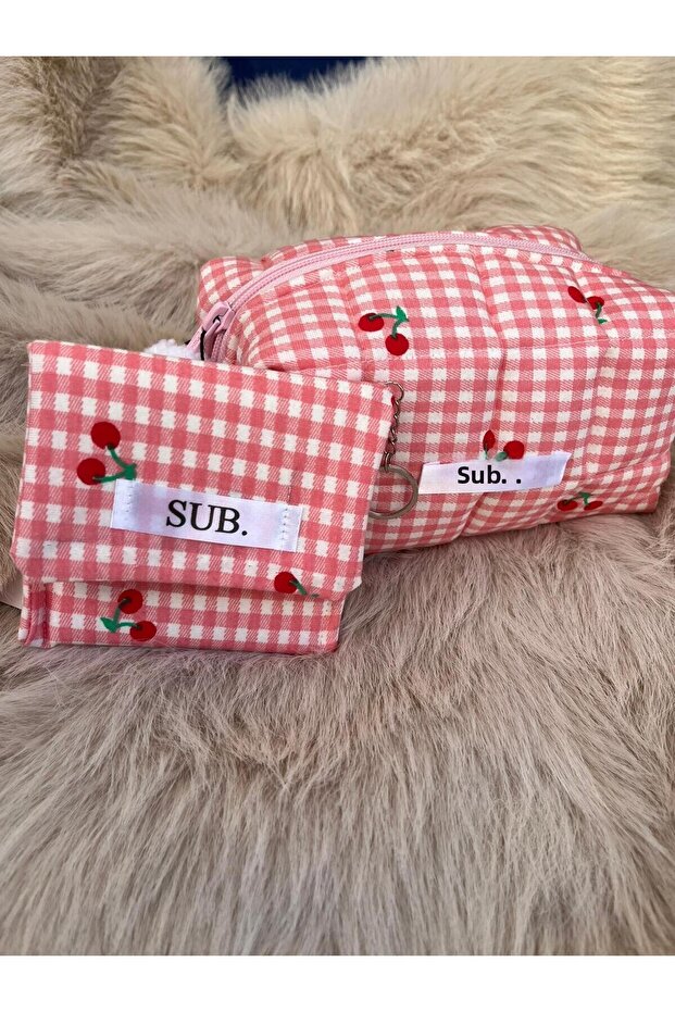 Pink Bag and Card Holder Set Medium Size