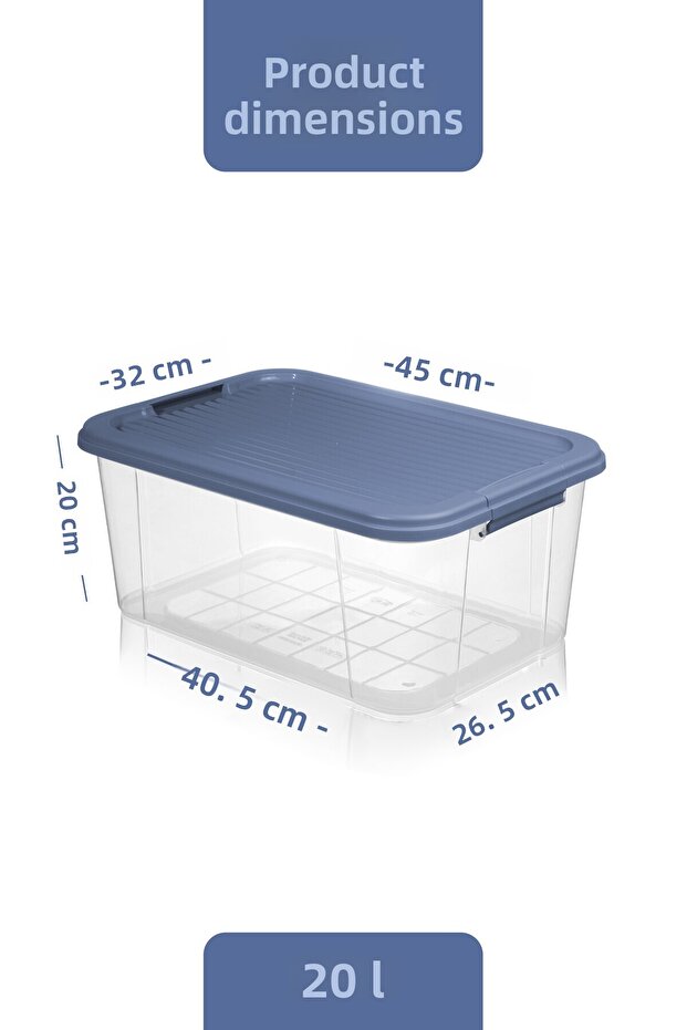 20 Lt Multibox Storage Container - Multi-Purpose Organizer with Lockable Lid Pantry Storage Storage Box - 4