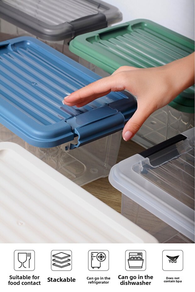 2-Pack 30L Multibox Storage Container with Locking Lid Multi-Purpose Organizer Pantry Storage Storage Box - 3