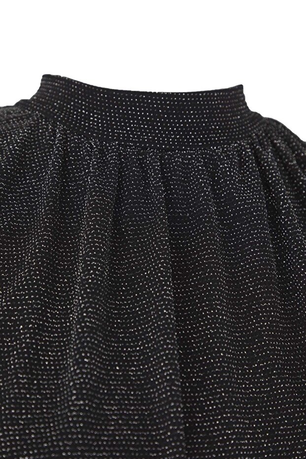 Siyah Tül Örme Maxi Boy Büyük Beden Elbise TBBSS25AH00247 - 8