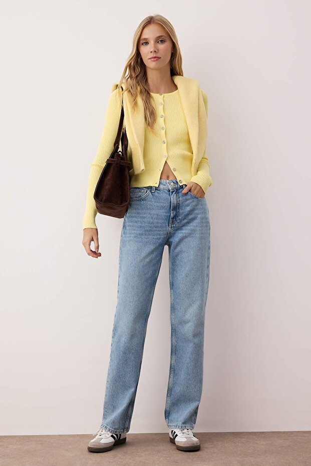 Mavi Yüksek Bel Düz Paça Straight Jeans TWOAW26JE00245 - 1