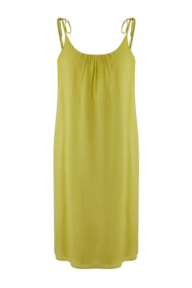 Yağ Yeşil Maxi Bodycone Crinkle Dokuma Büyük Beden Elbise TBBSS25AH00253 - 3