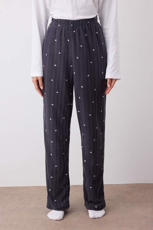 Kiremit Antrasit 2'li Paket Kalpli Polar Kışlık Örme Pijama Altı THMAW25PJ00004 - 6