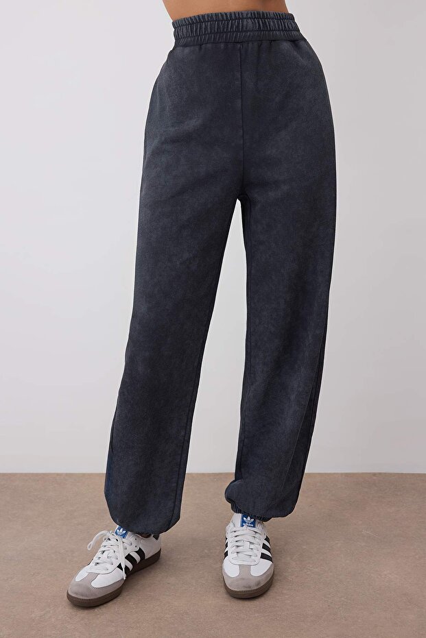 Antrasit Eskitme/Soluk Efektli Loose Jogger Örme Eşofman Altı TWOAW26EA00019 - 3
