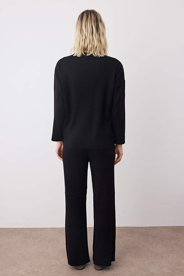 Černý Wide Fit Basic Knitwear Spodní-Top Set TWOSS20AU0084 - 4