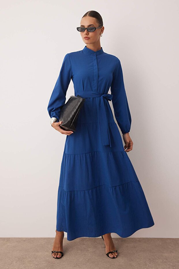 Saks – Gewebtes Kleid mit Gürtel und Chefkragen und Knopfdetail TCTSS21EL3343 - 1