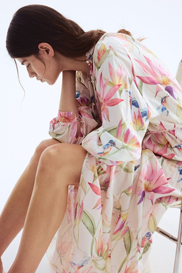 Katlı Maksi Elbise - 1