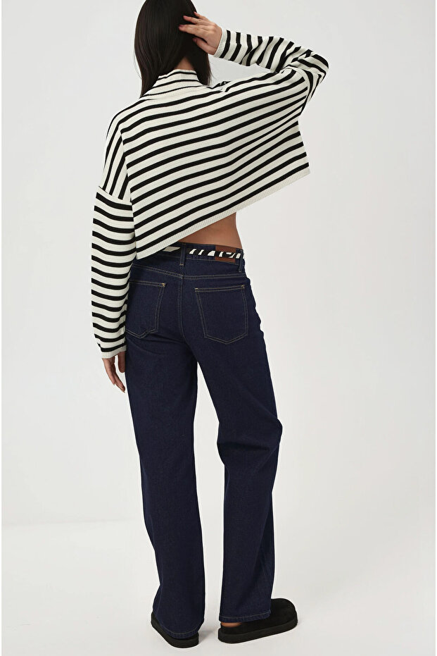 Yüksek Yakalı Crop Kazak - 7