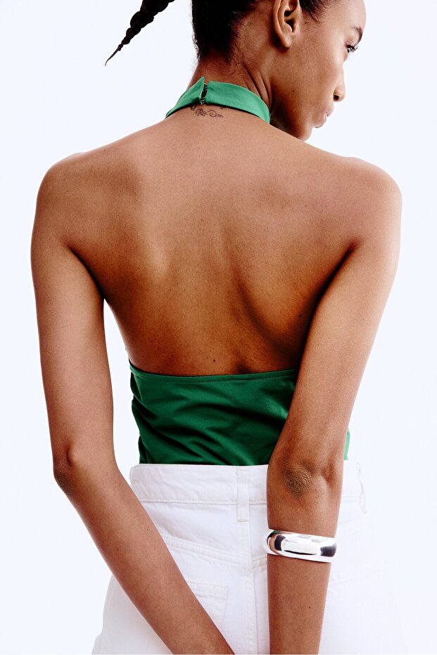 Drapeli Halter Yaka Üst - 4