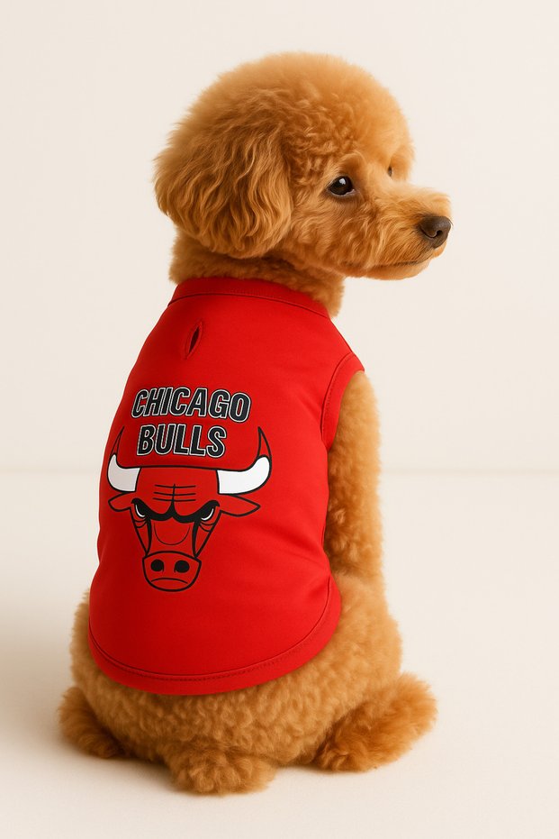 Cat and Dog Outfit & Dress - Red Chicago Bulls Tank Top