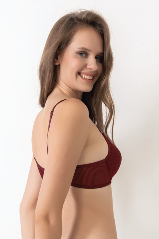 Unsupported Basic Patterned Push-Up Bra Plum 265 - 2