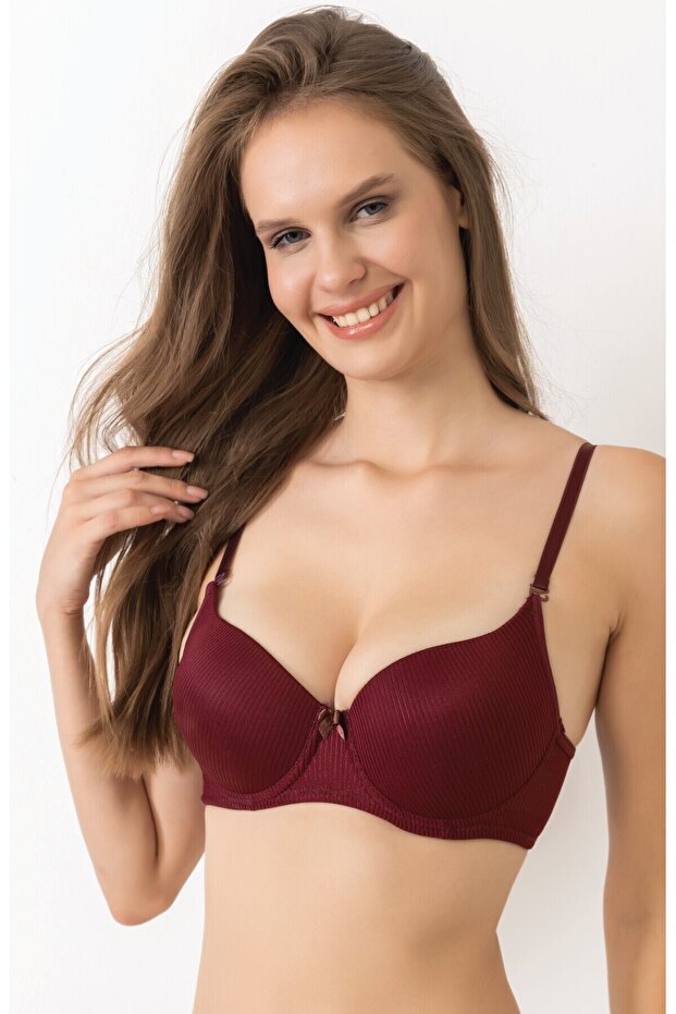 Unsupported Basic Patterned Push-Up Bra Plum 265 - 1