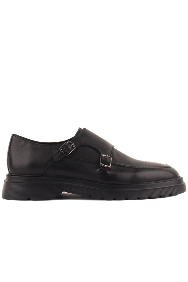 - Black Leather Laceless Men's Casual Shoes 101-7082-H1085