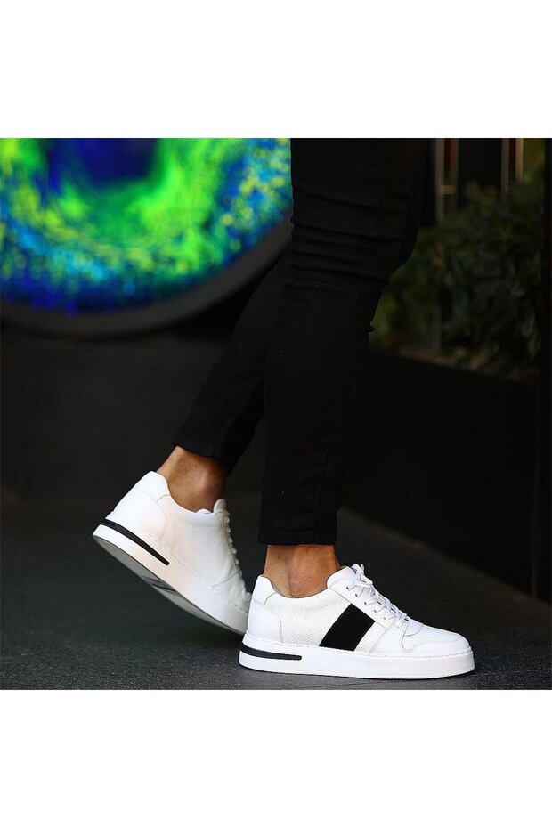 - White Leather Lace-Up Men's Casual Shoes 101-8037-H1280