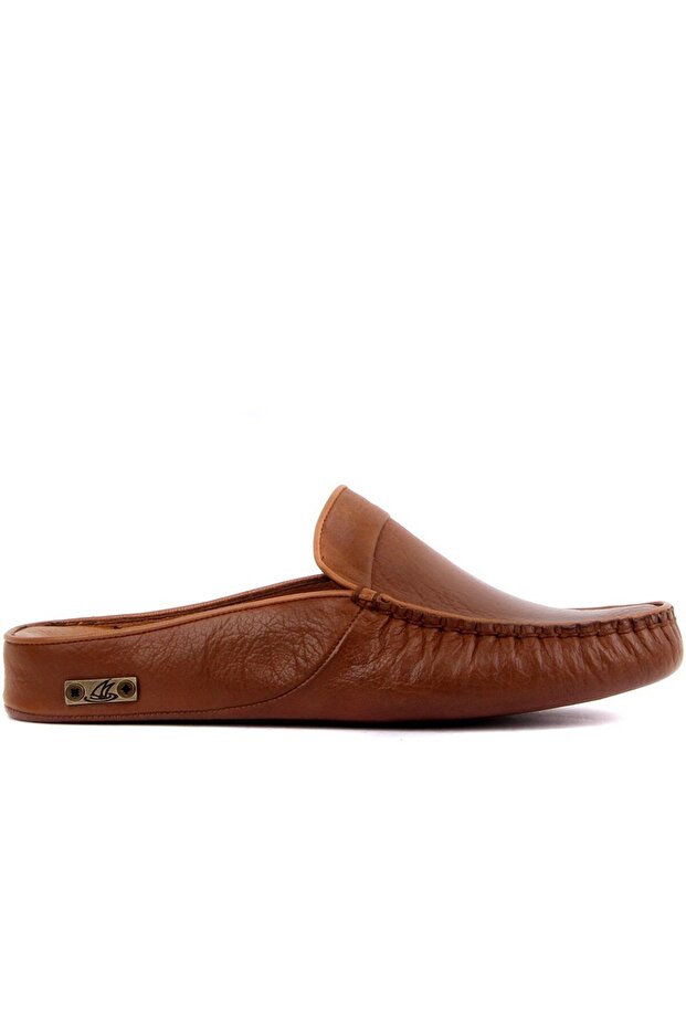 - Tan Leather Men's House Slippers 110-558-E