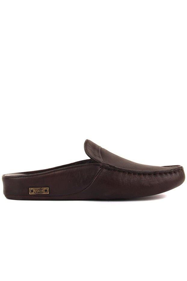 - Brown Leather Men's House Slippers 110-558-E