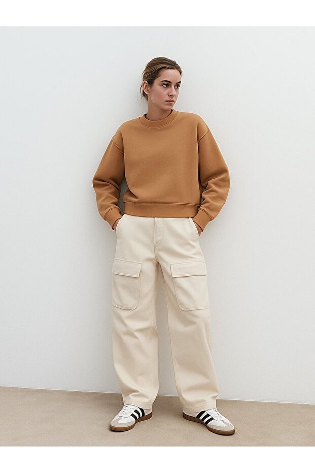 Kahve Rengi Sweatshırt - 1