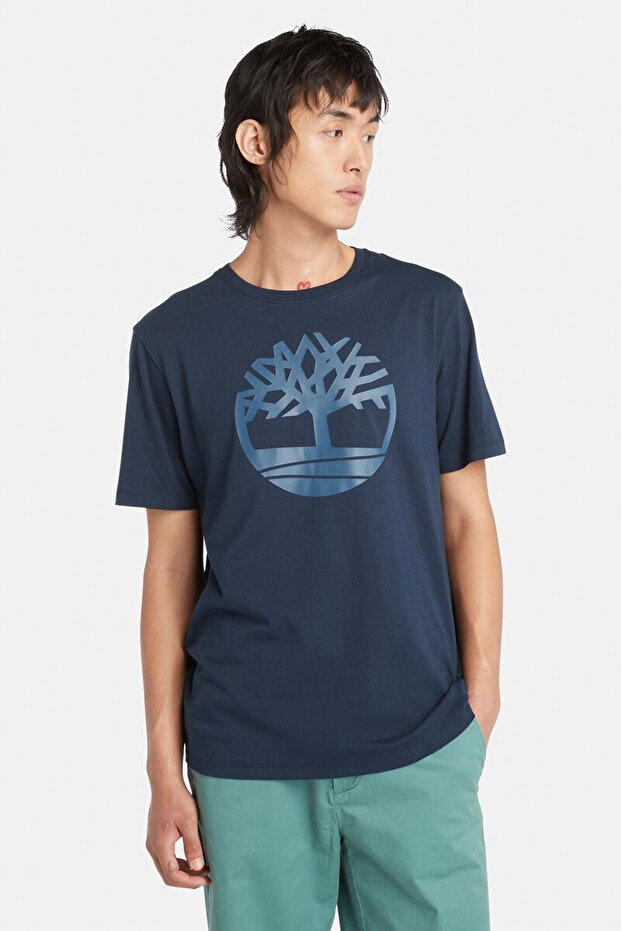 Navy Blue Men's Crew Neck Printed T-Shirt TB0A2C2RZ021_Short Sleeve Tee