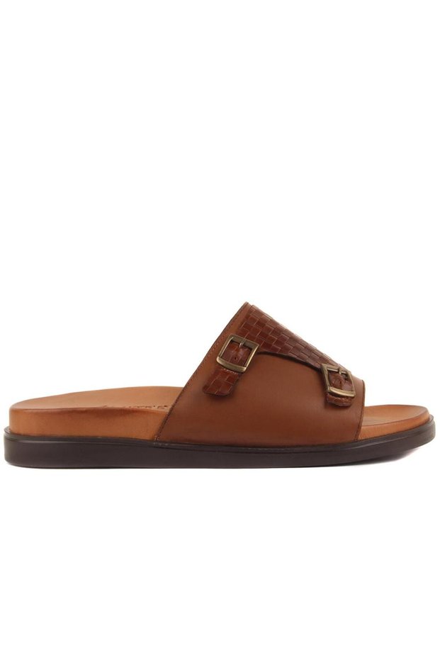 Tan Leather Men's Slippers 107-705-2201