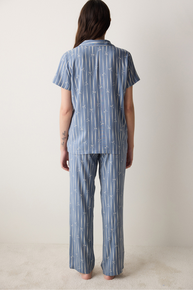 Freya Gömlek Pantolon Gri Pijama Takımı - 4