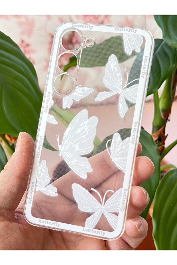 Galaxy S21 Fe Compatible Case Designed Patterned Camera Protection Transparent Butterfly Flexible Soft Silicone - 3