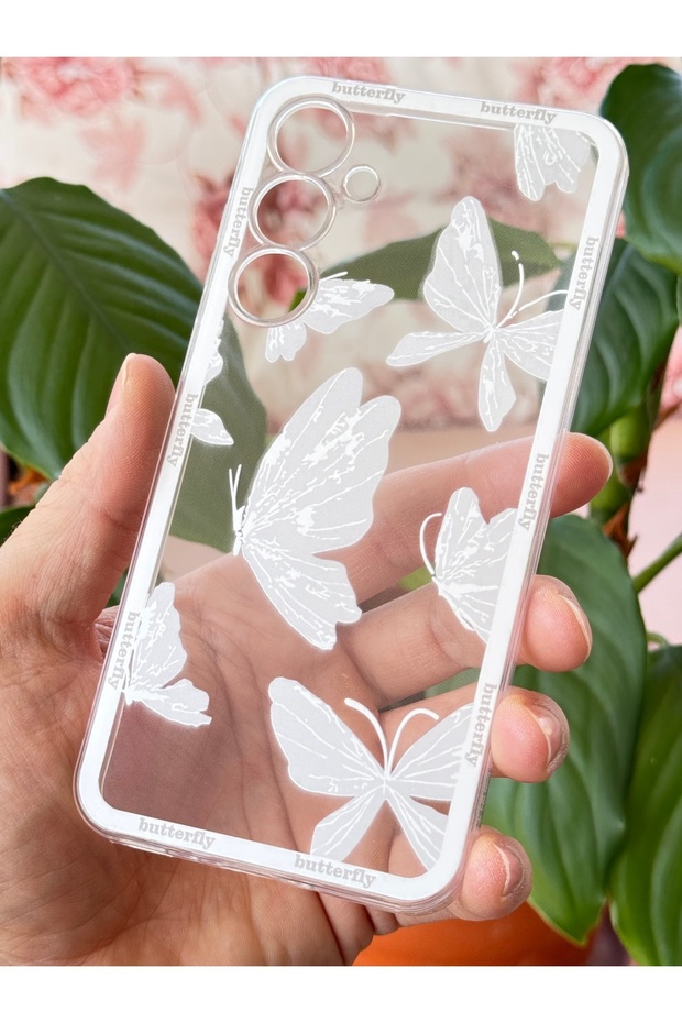 Galaxy A35 Compatible Case Designed Patterned Camera Protected Transparent Butterfly Flexible Soft Silicone Cover with Case Design - 5