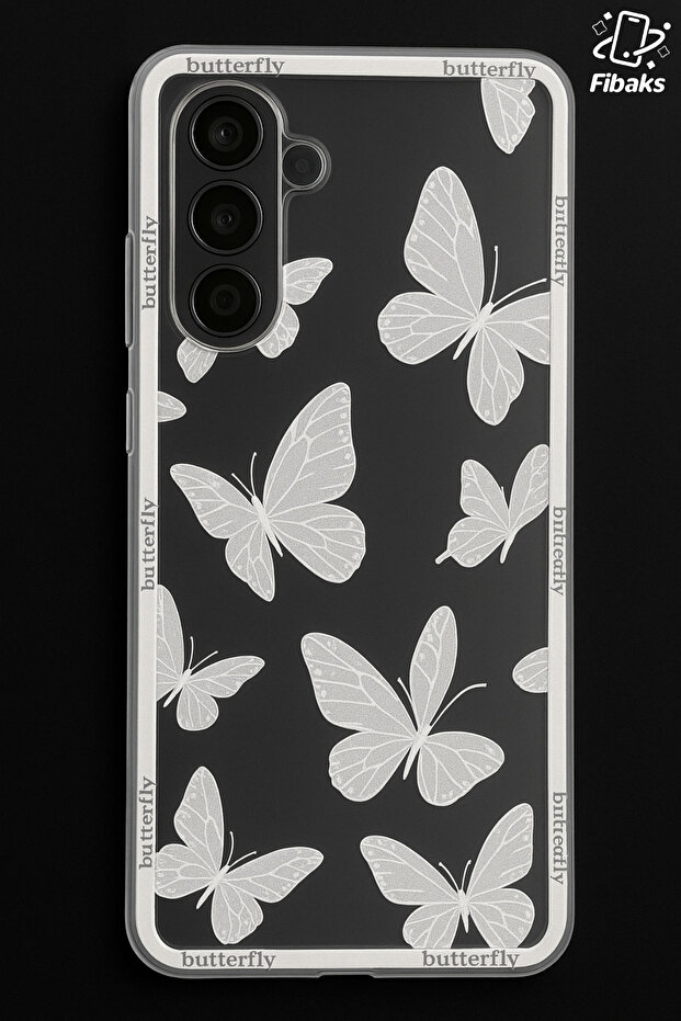 Galaxy A35 Compatible Case Designed Patterned Camera Protected Transparent Butterfly Flexible Soft Silicone Cover with Case Design - 3