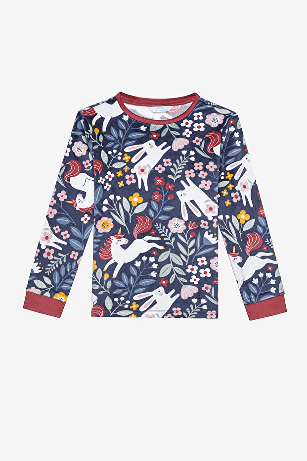 Kız Çocuk Dark Forest Mavi Pijama Takımı - 2