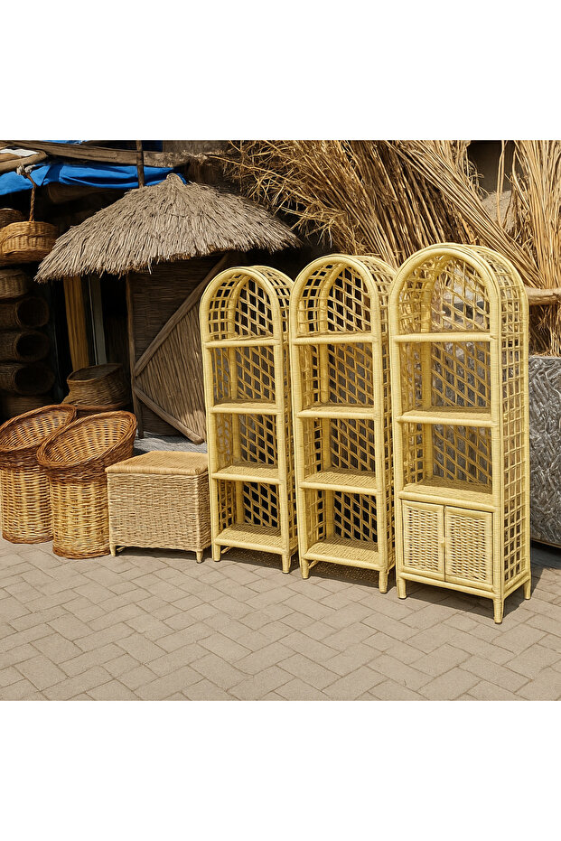 Dolaplı 4 katlı hasır raf - 1