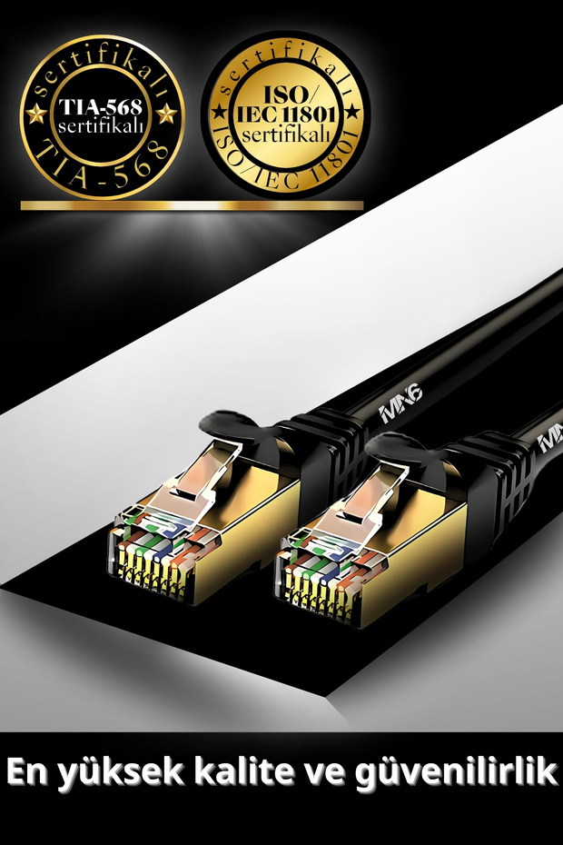 M109f Cat7 Kablo 15 Metre/BAKIR Tel-10gbps-50 Mikron Altın Kaplama/15M Cat7 Ethernet Kablosu - 2