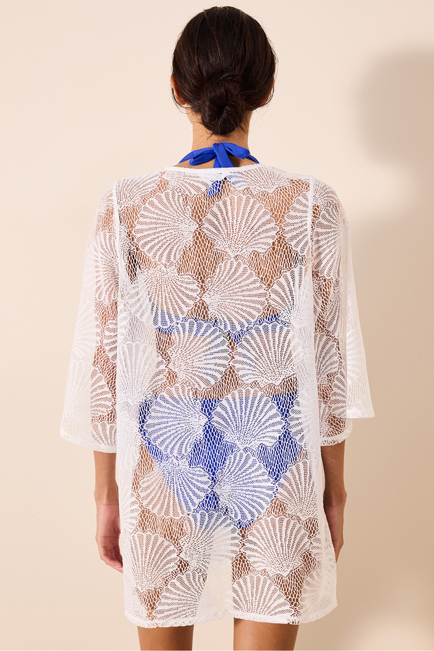 Shell Dantelli Beyaz Kimono - 2