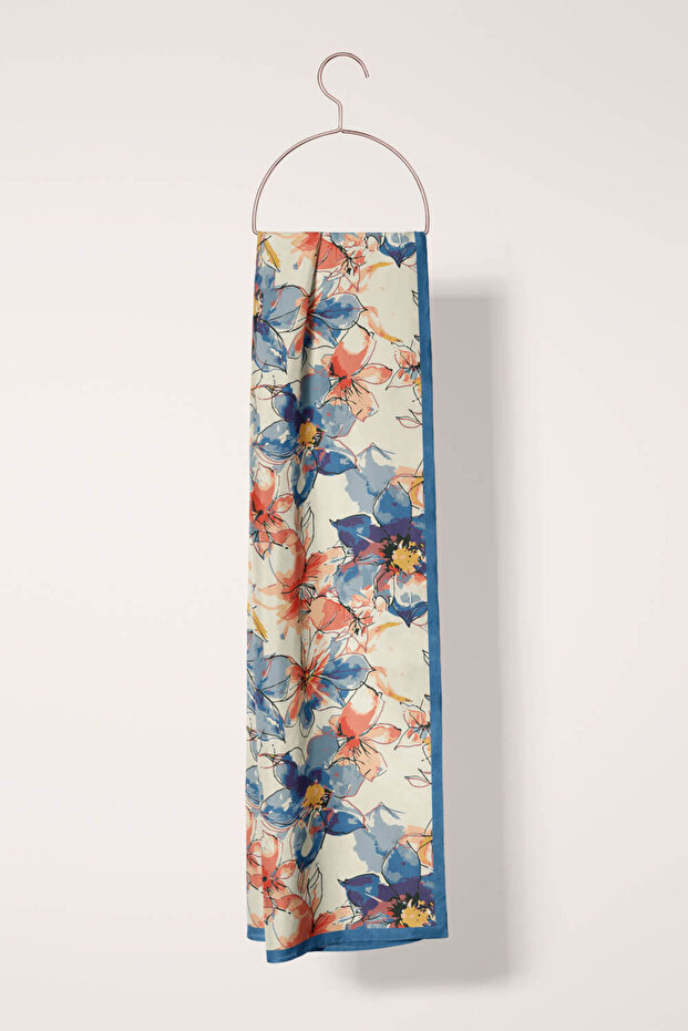 Çiçek Desenli Fular - 4