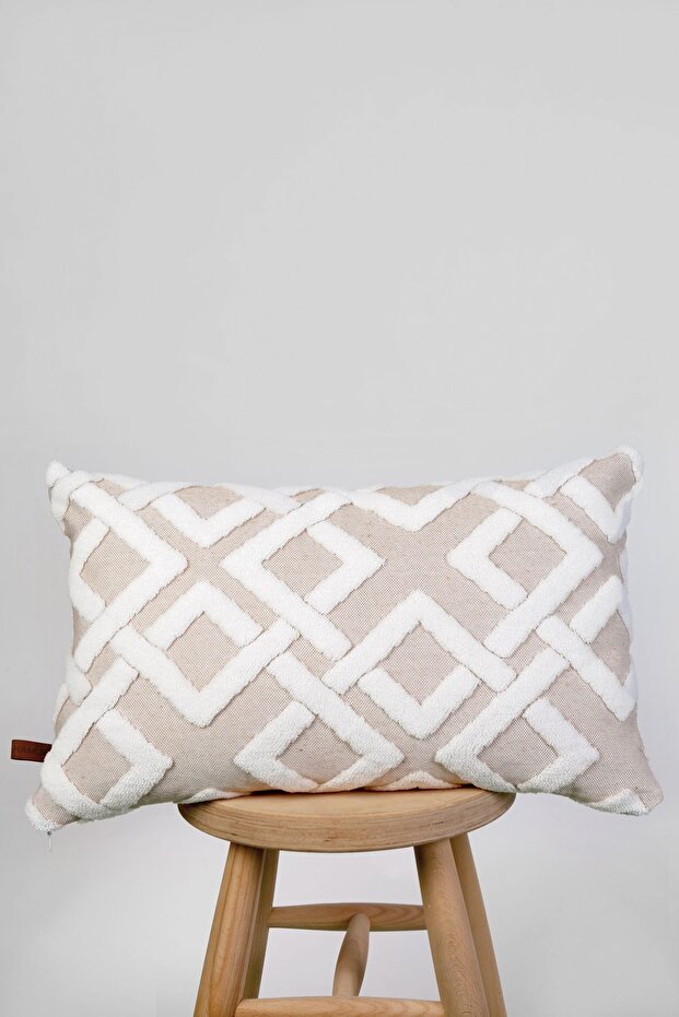 Bohemian Special Design Punch Punch Pattern Decorative Rectangular Throw Pillow Case Mila Beige - 5