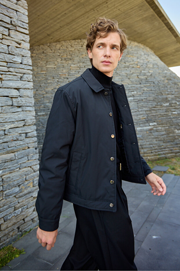 Erkek Basic Mont Ceket Siyah - 1