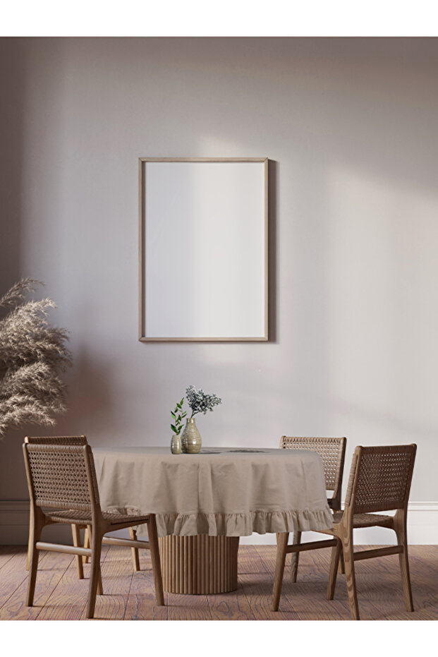 Atkidan Bej Buldan Fabric Fluffy Table Cloth