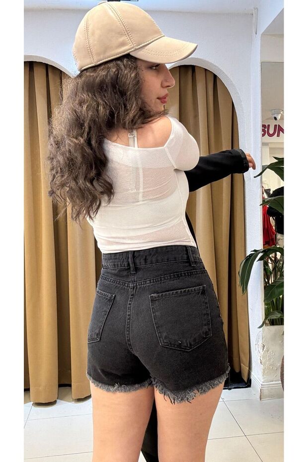 SİYAH KOT ŞORT - 2