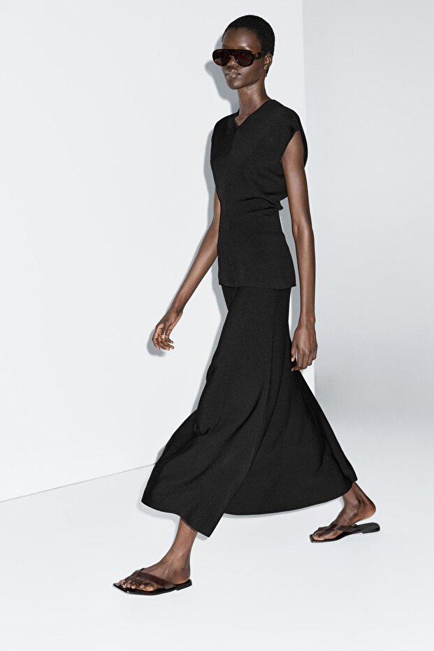 V yaka triko bluz - 4