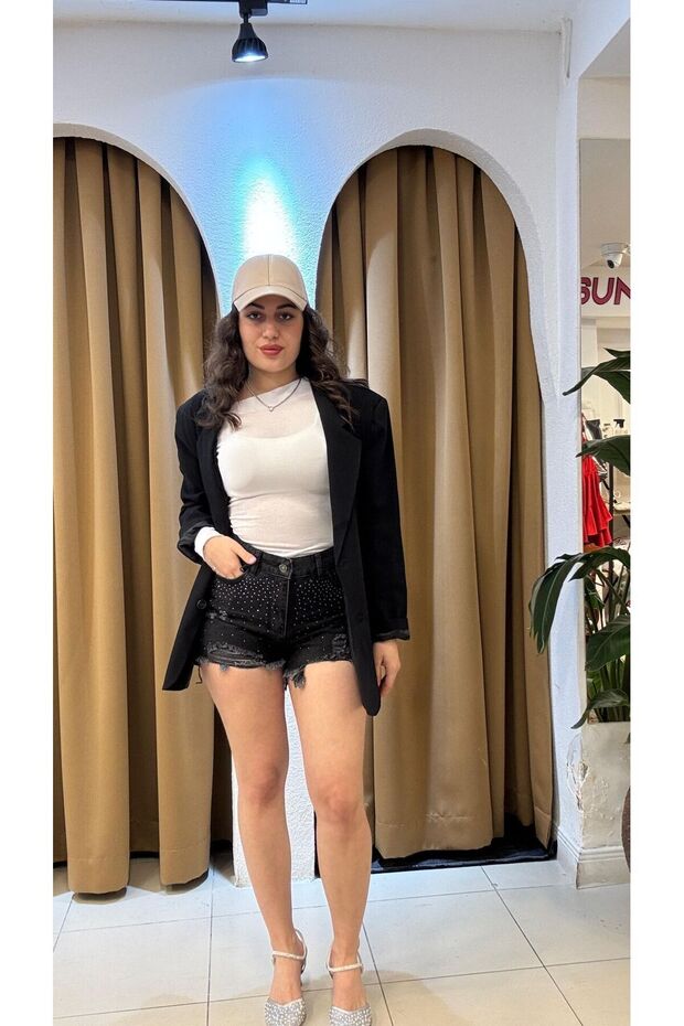 SİYAH KOT ŞORT - 1