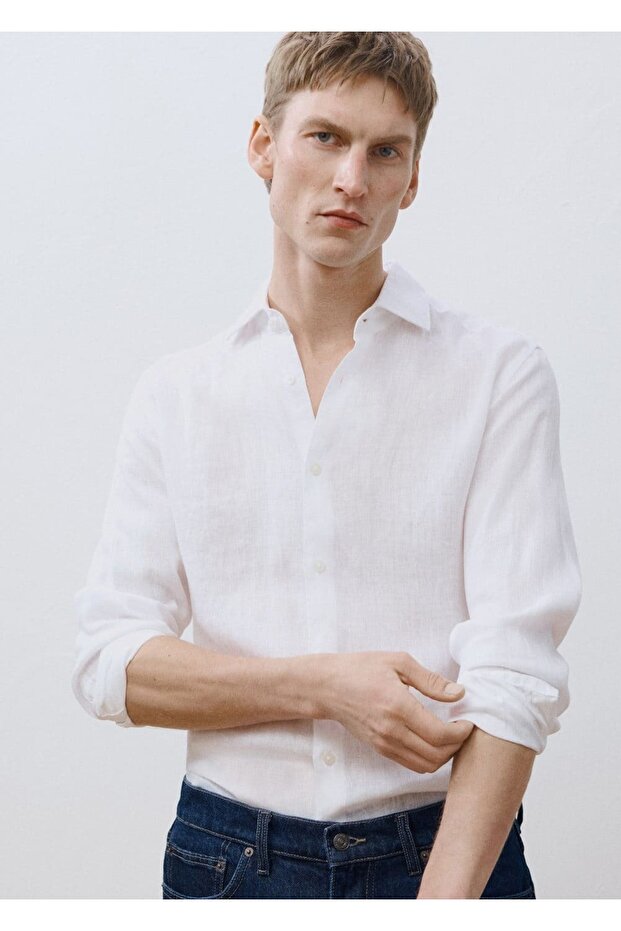 %100 keten gömlek - 5